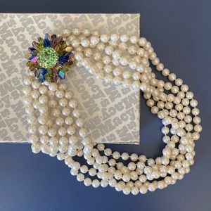 1960s 5 Strand Faux Pearl Necklace